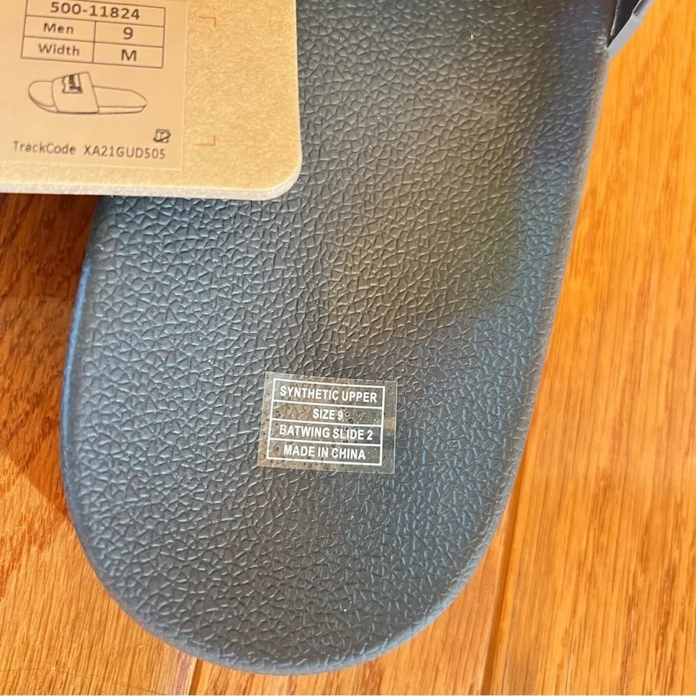 LEVIS Mens Batwing Slide 2 Black & Red Synthetic Upper Slippers Logo Size: 11,12